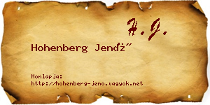 Hohenberg Jenő névjegykártya